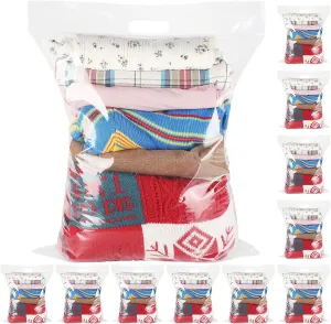 Aliceset 12 Pcs Large Plastic Bags with Zipper Top 20 x 17 Inches Heavy Duty 6 Mil Extra Thick Resealable Storage Bag with Handle 4 Gallon Reusable Clear Organizer for Clothes Bedding Travel Moving