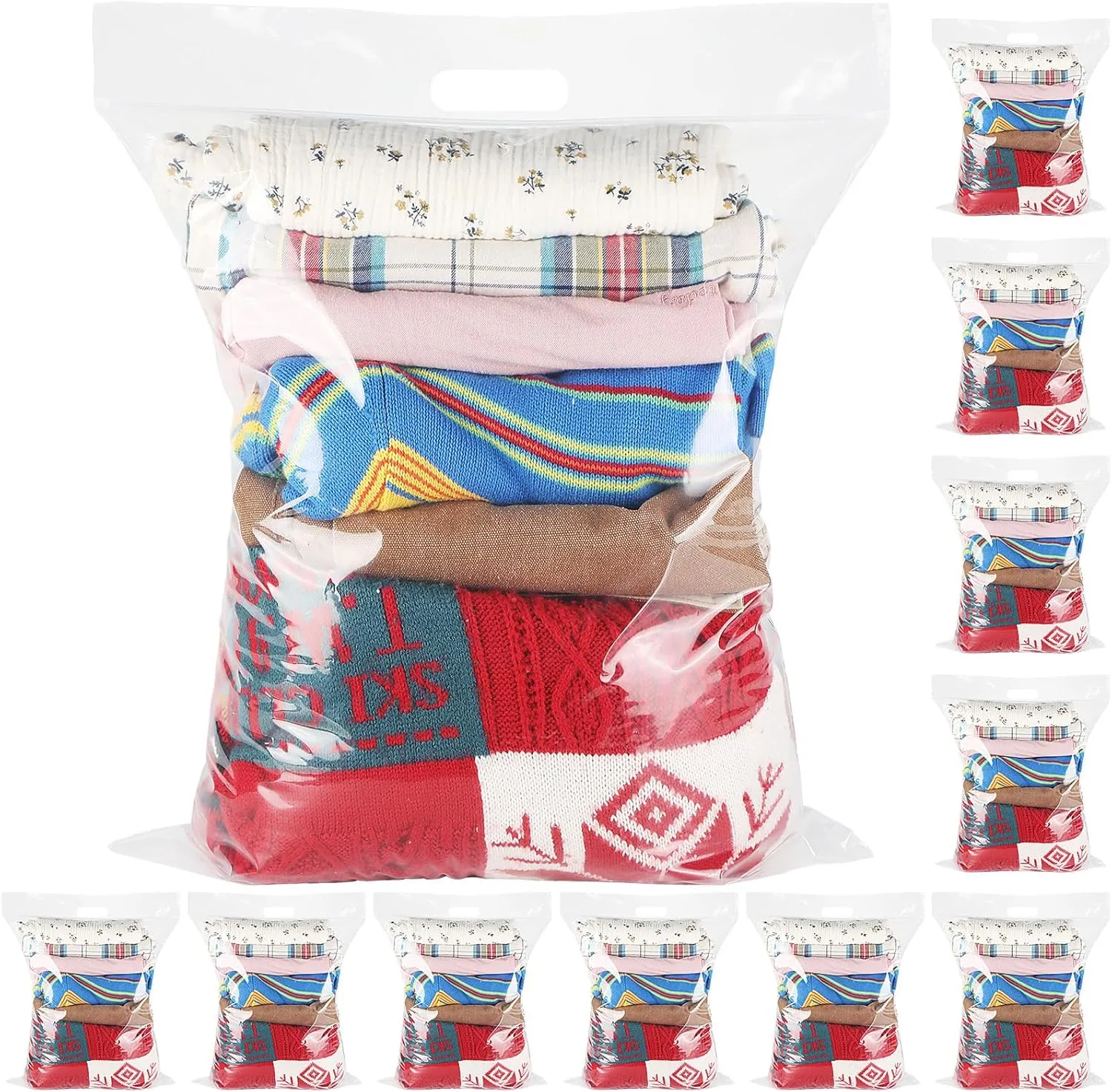 Aliceset 12 Pcs Large Plastic Bags with Zipper Top 20 x 17 Inches Heavy Duty 6 Mil Extra Thick Resealable Storage Bag with Handle 4 Gallon Reusable Clear Organizer for Clothes Bedding Travel Moving