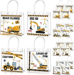 Aliceset 20 Pcs Construction Party Goodie Bags with Handles Construction Themed Party Favors Truck Theme Treat Bags for Birthday Decoration Baby Shower Supplies, 8 x 8 x 3.15 Inch