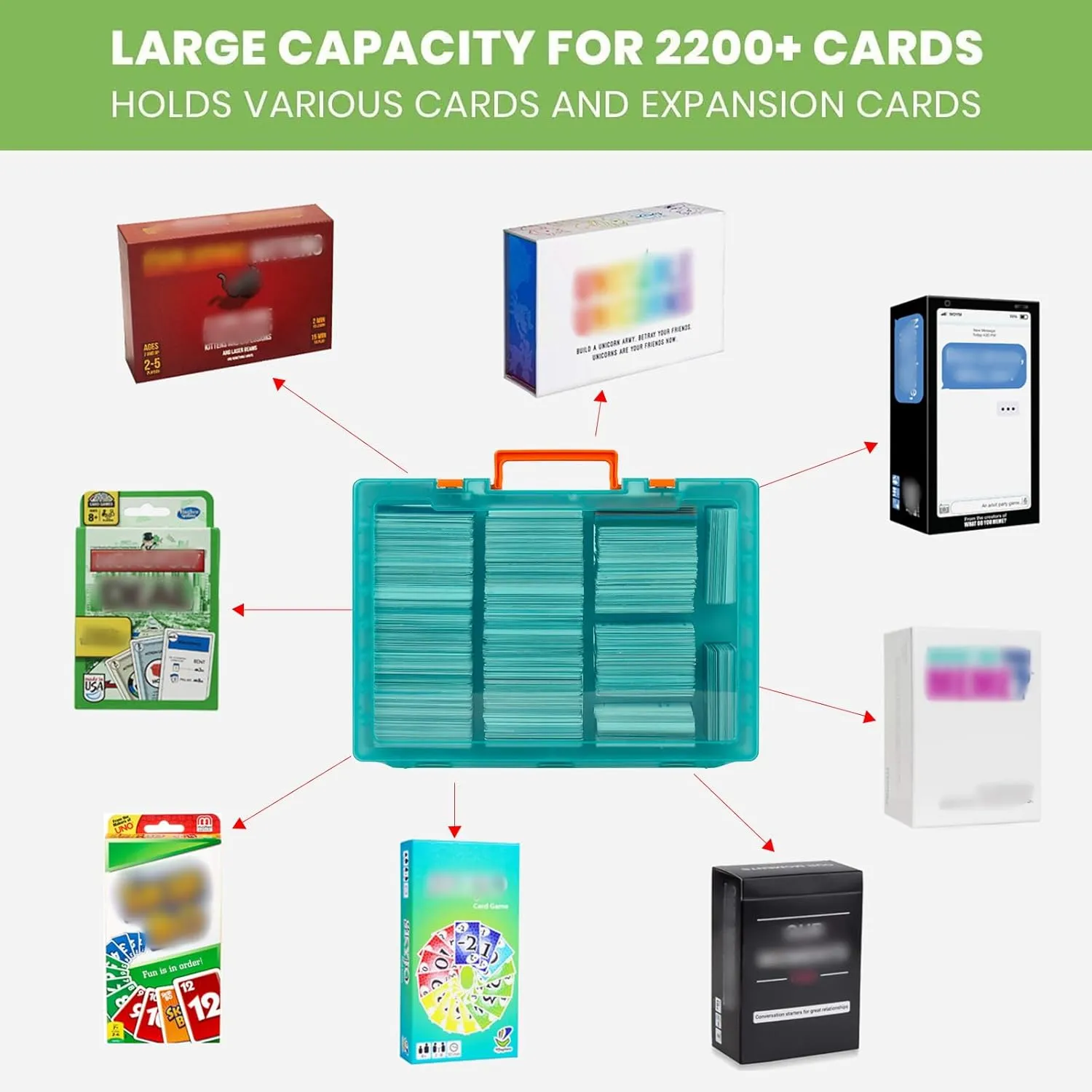 ALKOO 2200  Large Trading Card Storage Box Case Holder for Kids Against Maturity, C.A.H MTG Deck Organizer for Cards Against Humanity/for Magic The Gathering Sports Cards& Expansions