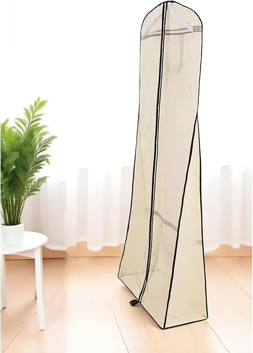 All Clear Dress Garment Bag with Train, Garment Bags with Handles Clothes Cover for Gowns, Uniforms, Wedding Dress with Train, Beige(140x60x25cm/55x24x10in)