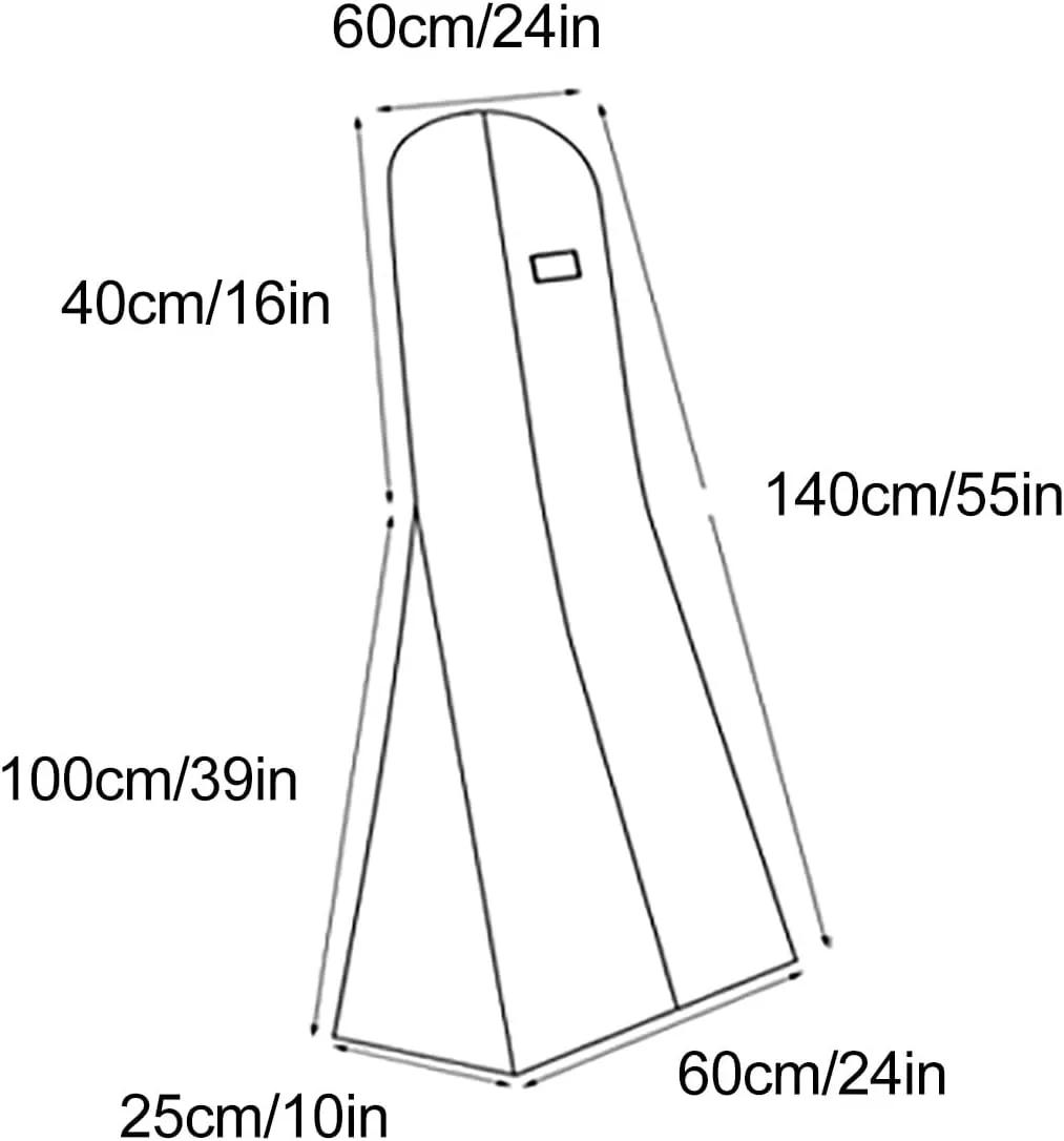 All Clear Dress Garment Bag with Train, Garment Bags with Handles Clothes Cover for Gowns, Uniforms, Wedding Dress with Train, Beige(140x60x25cm/55x24x10in)