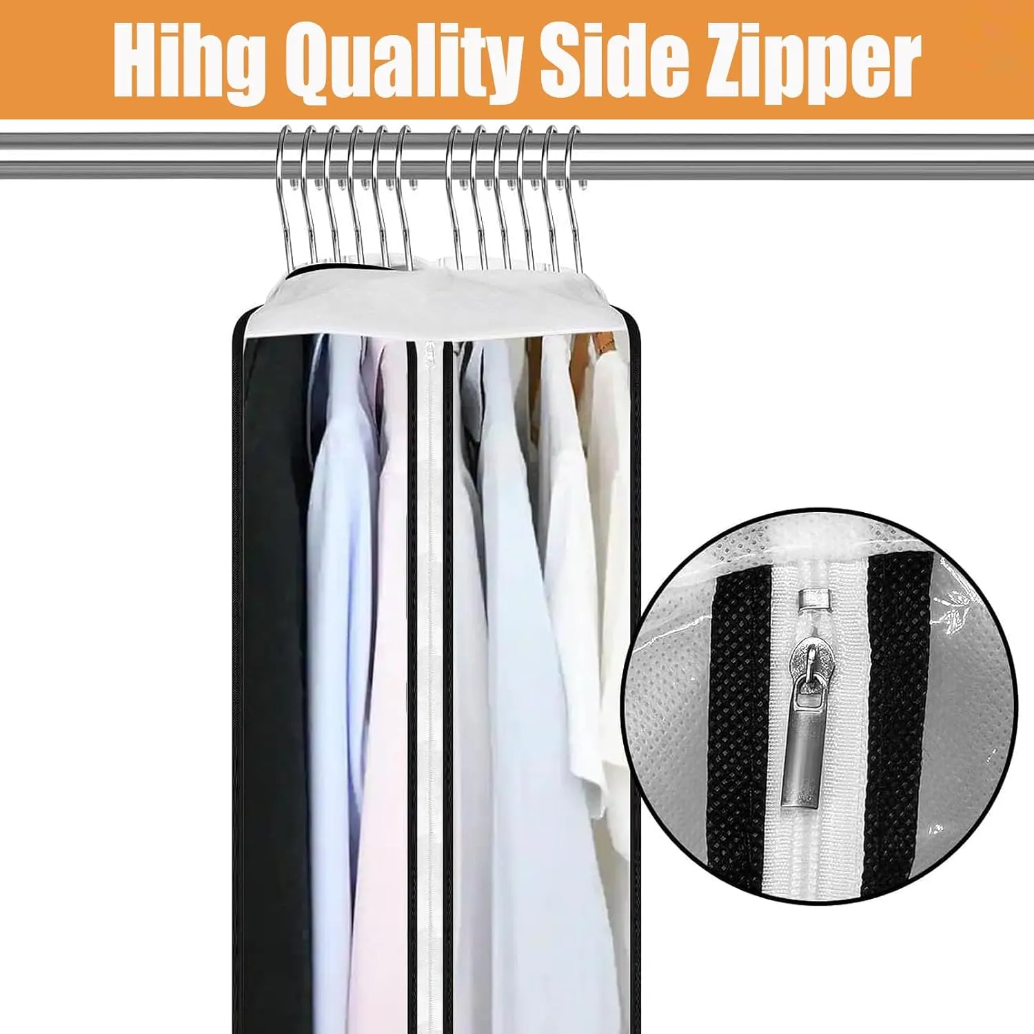 All Clear Garment Bags with Zipper for Hanging Clothes, 3Pack 10" Gusseted Plastic Clothes Storage Suit Cover for Coat, Shirt, Dress, Fur, 40" Suit Bags for Open Closet