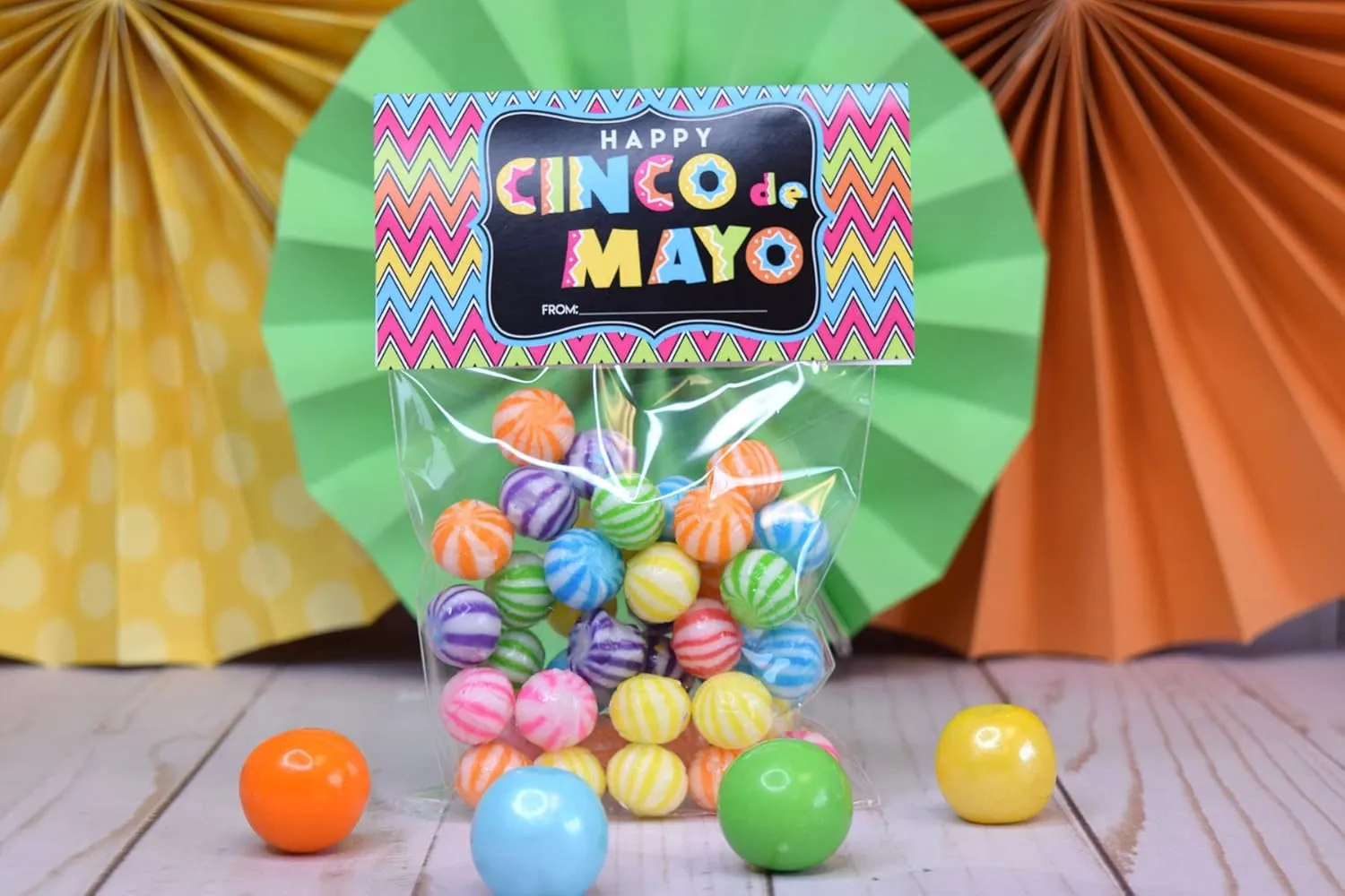 Amanda Creation Happy Cinco de Mayo Bag Toppers for Party Favor Treat Bags, Set of 20 Bag Toppers With 20 Self-Adhesive Bags Also Included
