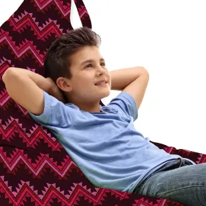 Ambesonne Aztec Lounger Chair Bag, Prehistoric Ornaments Chevron Pattern in Warm Tones Print, High Capacity Storage with Handle Container, Lounger Size, Maroon Multicolor