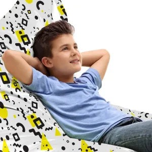 Ambesonne Black and Yellow Lounger Chair Bag, Prehistoric Patterns of Minimalism 80's 90's Years Memphis Style, High Capacity Storage with Handle Container, Lounger Size, Black Yellow White