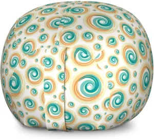 Ambesonne Geometric Circle Storage Toy Bag Chair, Trippy Paint Brush Rotary Spiral Circle Pattern Blurry Tiles Picture, Stuffed Animal Organizer Washable Bag, Large Size, Teal Orange