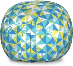 Ambesonne Geometric Storage Toy Bag Chair, Abstract Interpretation of Square Inner Dots and Lines Rectangle Hipster, Stuffed Animal Organizer Washable Bag, Large Size, Yellow Turquoise