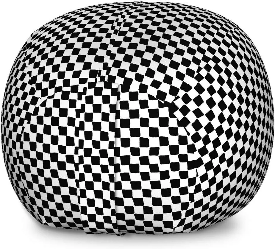 Ambesonne Mudcloth Storage Toy Bag Chair, Geometric Contemporary Style Checkered Abstract Squares Pattern Urban Design, Stuffed Animal Organizer Washable Bag, Large Size, Black White