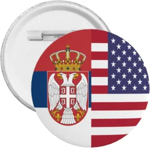 American and Serbian Flags Express Your Unique Style with Our Fashionable Round Badges