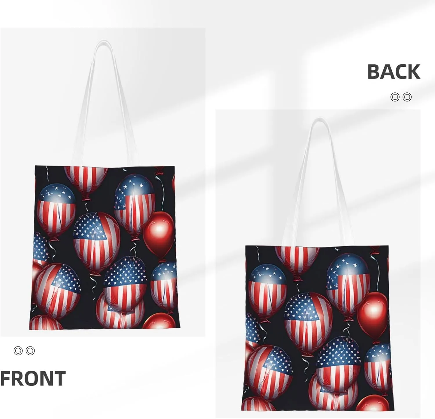 American Flag Canvas Tote Bag for Women Reusable Grocery Shoulder Bags Shopping Handbags