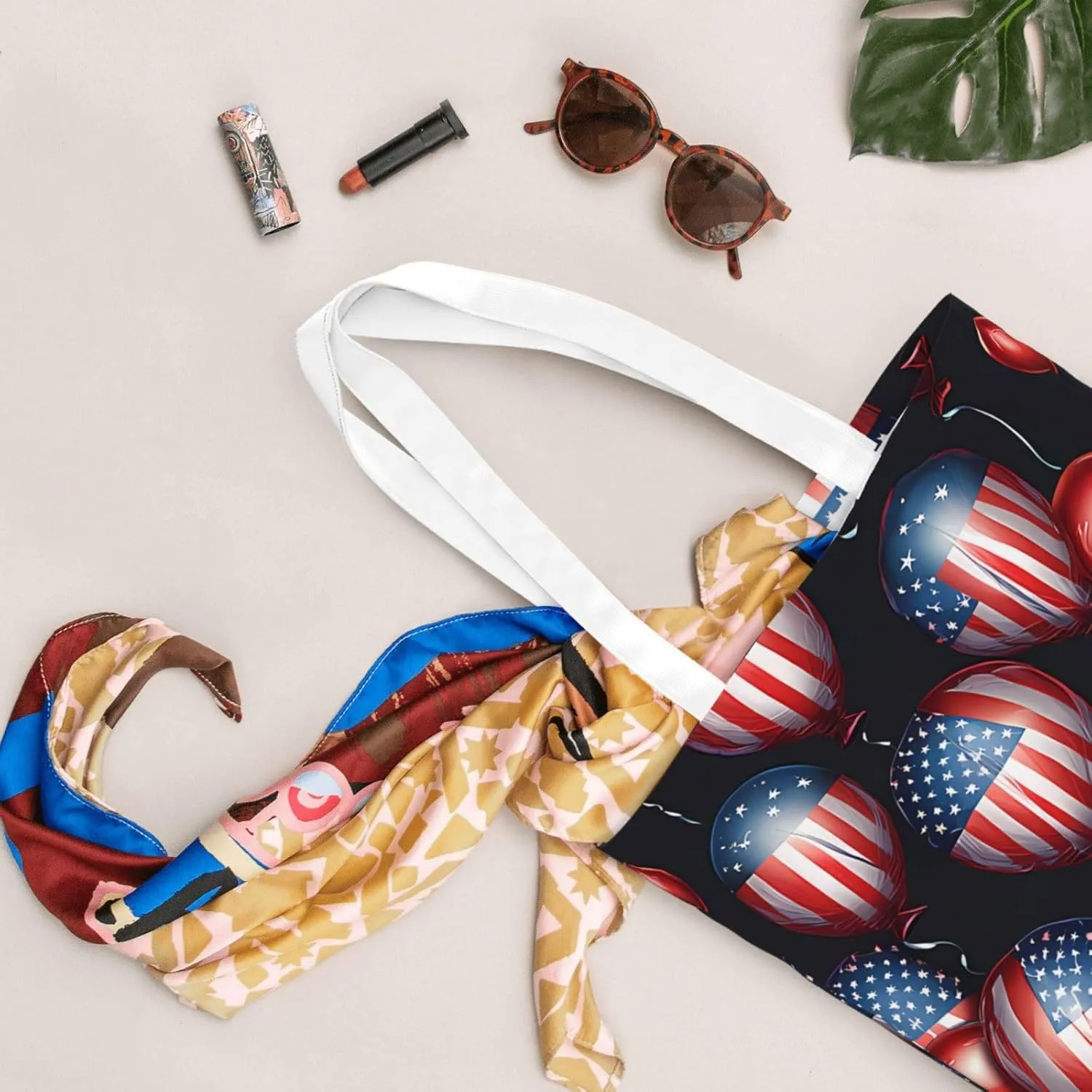 American Flag Canvas Tote Bag for Women Reusable Grocery Shoulder Bags Shopping Handbags