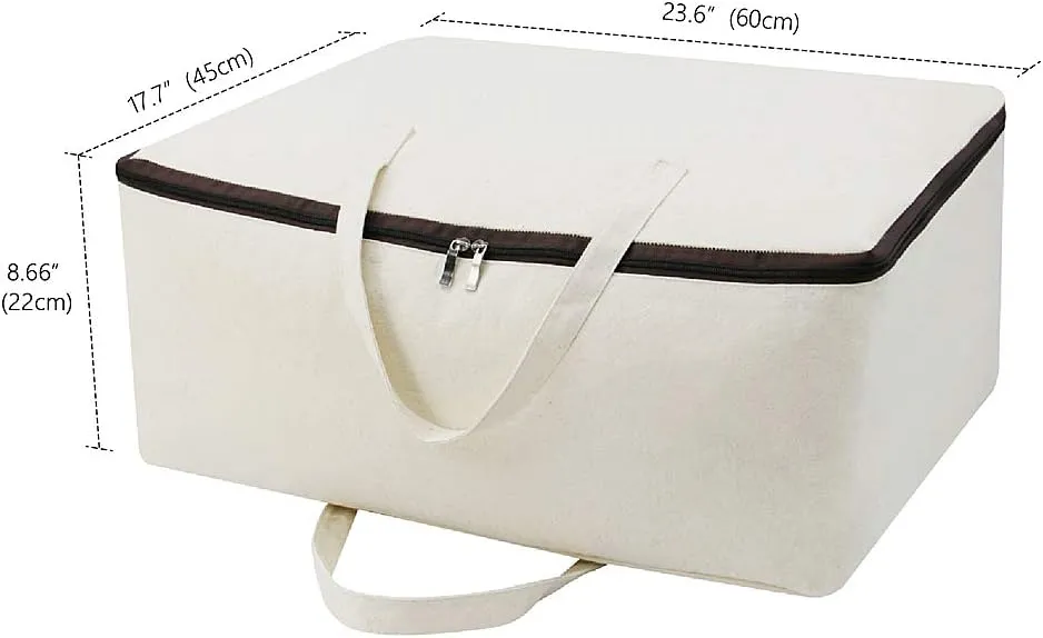 AMJ Set of 2, Storage Bags with 3-Side Zip Open & Handles, House Move or Winter Garment Storage in Wardrobe, Beige