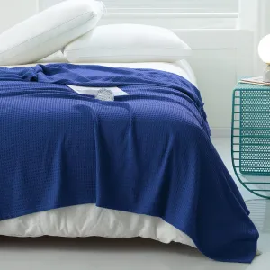 AmyHomie Cooling Blanket Queen Size, 100% Rayon Derived from Bamboo Waffle Blanket, Cool Summer Blanket for Hot Sleepers Soft Comfy Lightweight Blankets for All Seasons(Blue Violet, 90×90in)