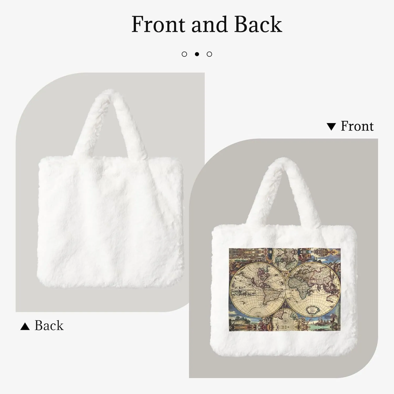 Ancient Map World Globe Printing Soft Plush Handbag For Womens Tote Bag For Women,Women Satchel Bags Wallet Purse For Gifts