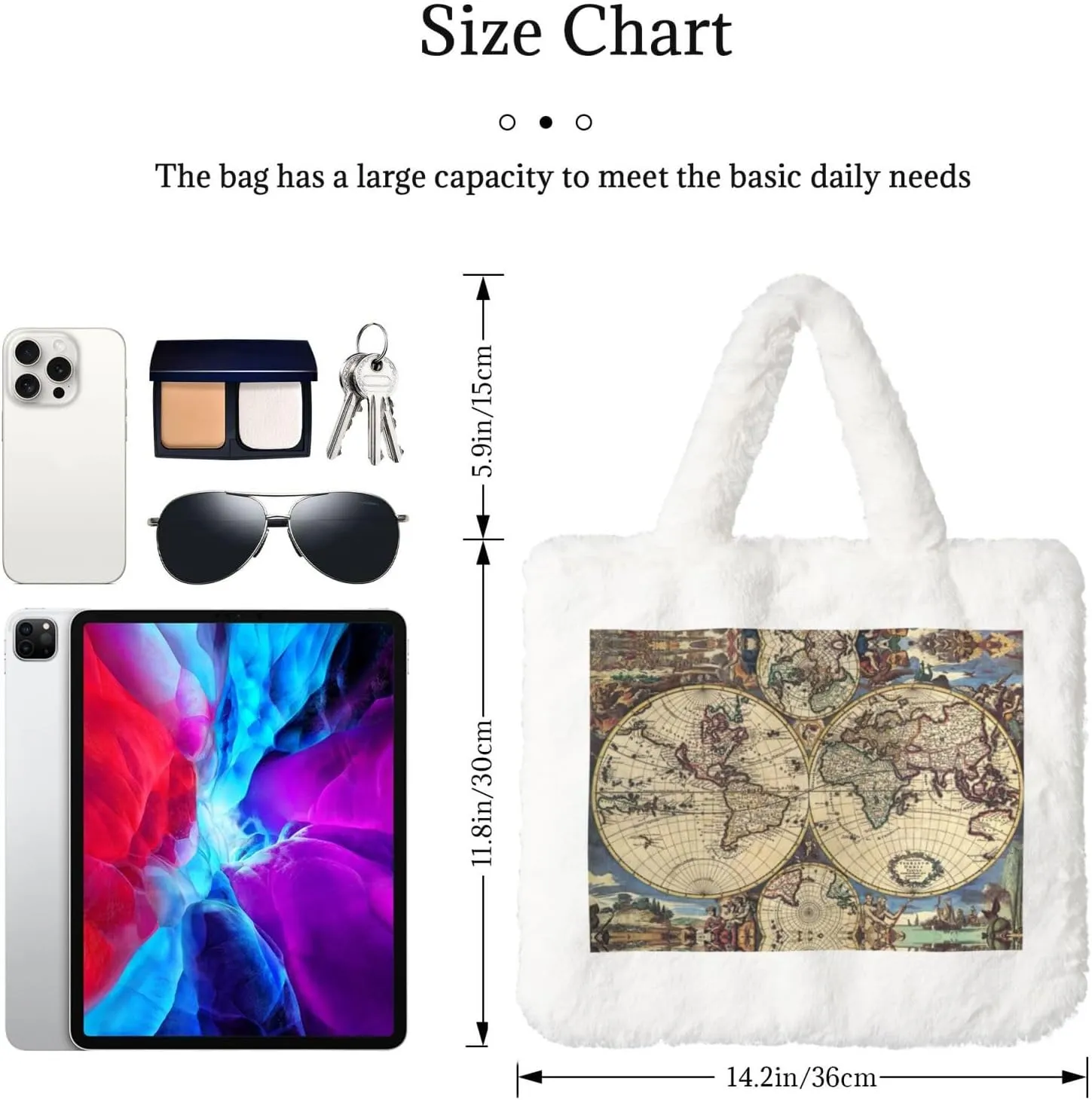 Ancient Map World Globe Printing Soft Plush Handbag For Womens Tote Bag For Women,Women Satchel Bags Wallet Purse For Gifts