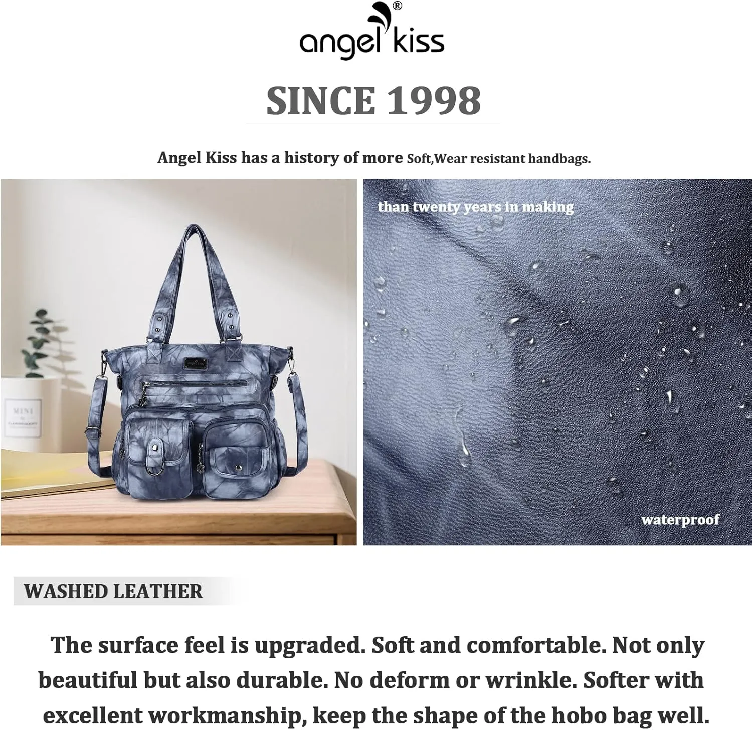 Angelkiss Purses and Handbag for Women Soft Leather Hobo Bags Satchel Shoulder Bags Ladies Tote Crossbody Bag