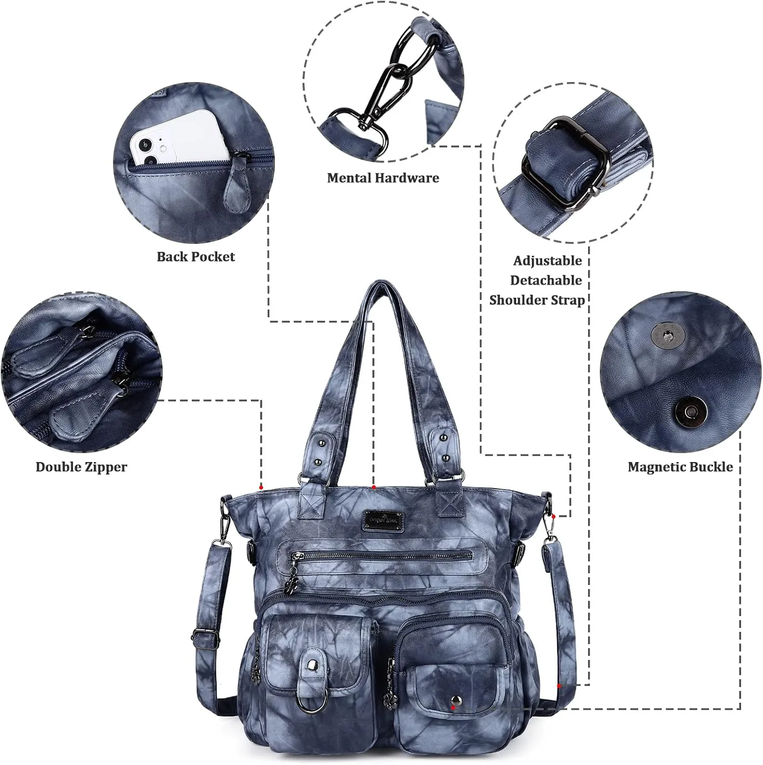 Angelkiss Purses and Handbag for Women Soft Leather Hobo Bags Satchel Shoulder Bags Ladies Tote Crossbody Bag