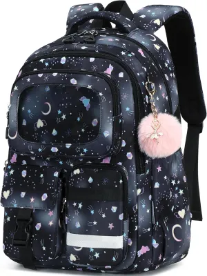 AO ALI VICTORY Backpack for Girls Kids School Bags for Kindergarten Elementary Schoolbag Students Backpacks Cute 15.6 inch Laptop Bookbag Teens Girl Back Pack Travel Daypack, Black
