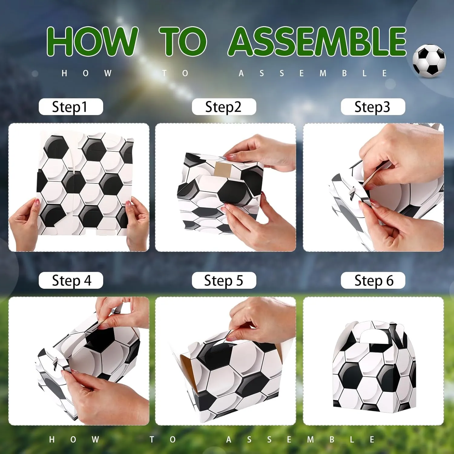 Aoriher 30 Pcs Soccer Party Favors Soccer Treat Boxes Soccer Theme Party Gift Box with Handles Party Decorations Gift Wrap Bags Cardboard Boxes Candy Snack Goody Bags Basketball Soccer Party Supplies