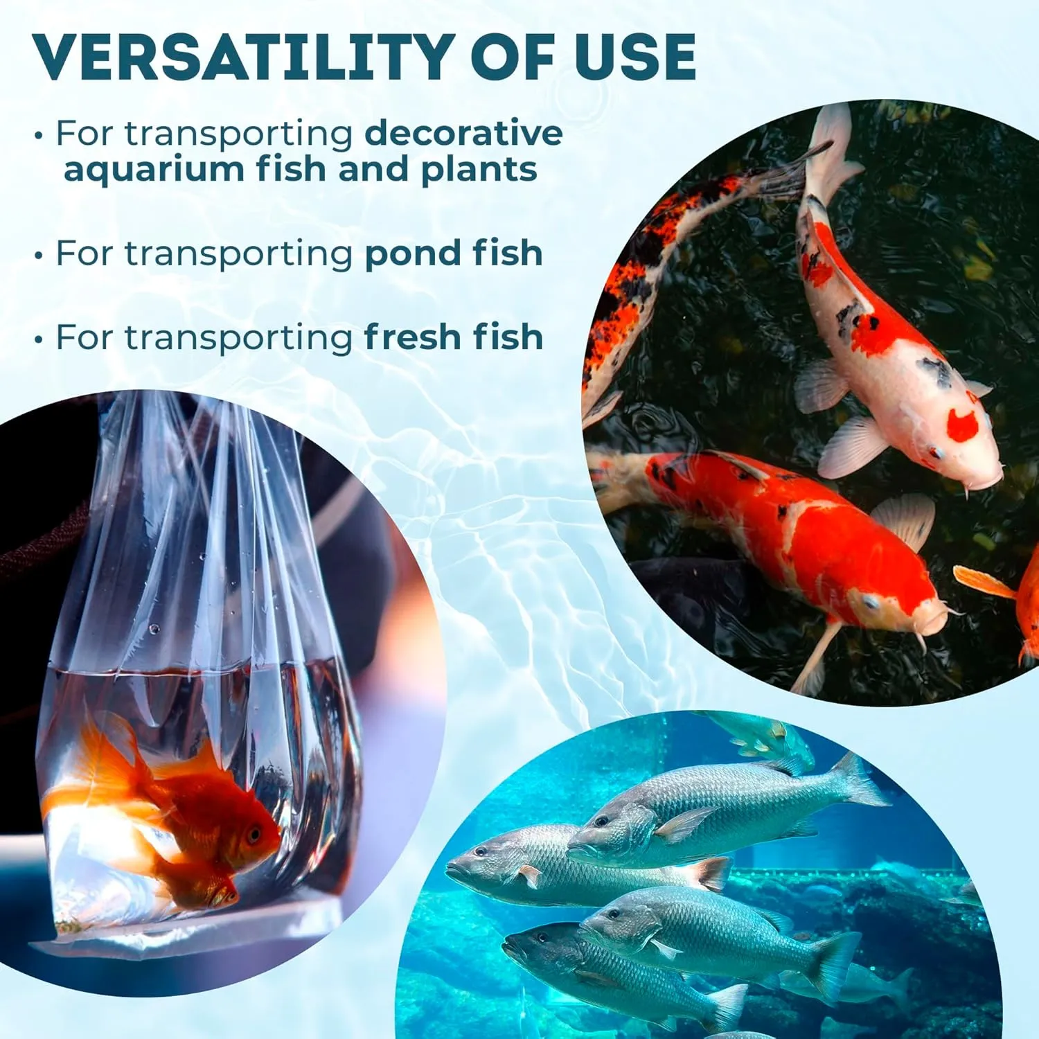 APQ Clear Plastic Fish Bags for Live Fish, 10 x 20 Inch. Pack of 100 Polyethylene Live Fish Shipping Bags. 2 Mil Thick Aquarium Fish Bags. Durable Fish Transport Bags. Plastic Bags for Fish Transport