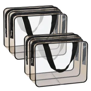 APREUTY Clear Makeup Bags, 2 pcs Large Travel Bag for Toiletries, with 2 Compartments Zipper Closure Airport Airline Compliant Bag for Portable Men Women (Black)