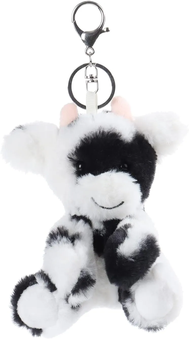 Apricot Lamb Cute Toys Plush Classic Cow Stuffed Animal Soft Keychain for Kids Bag, Purse, Backpack, Handbag (5 Inches)