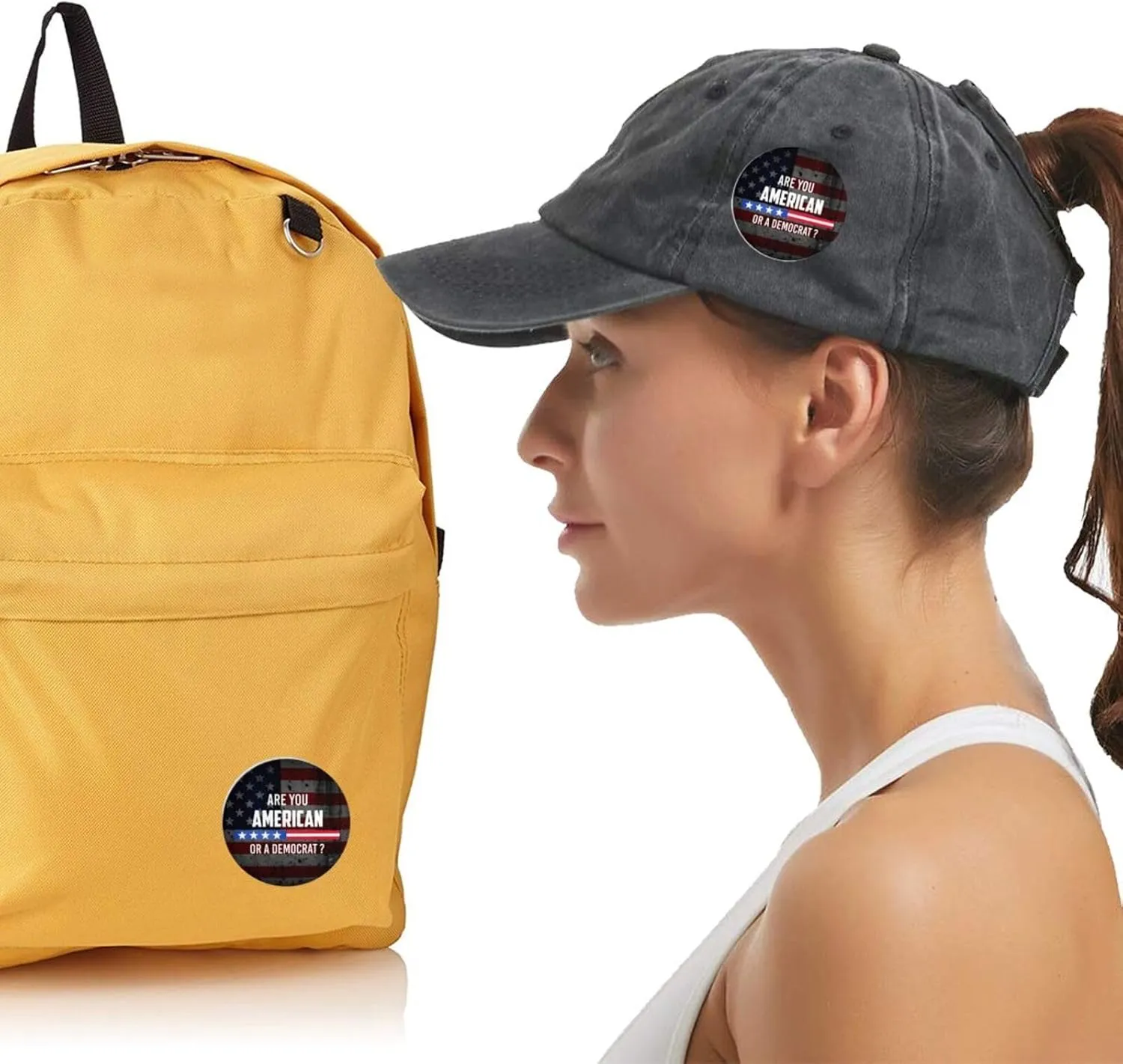 Are You American or a Democrat Express Your Unique Style with Our Fashionable Round Badges