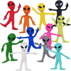 ArtCreativity Bendable Alien Figures (Set of 12) Bendable Alien Toys for Kids, Alien Party Favors for Boys and Girls, Stress Relief Fidget Toys for Kids, Goodie Bag Stuffers, and Pinata Fillers