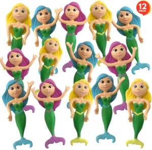 ArtCreativity Bendable Mermaid Figures, Set of 12 Flexible Magical Figurines, Stress Relief Fidget Toys for Kids, Birthday Party Favors, Goodie Bag Stuffers, Piñata Fillers for Boys and Girls