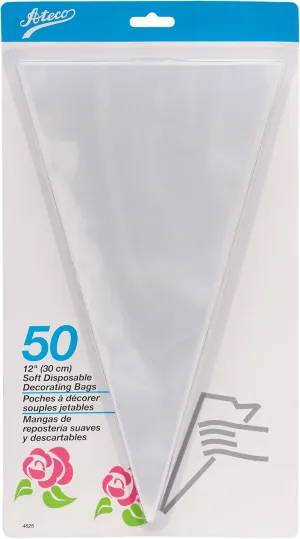Ateco Soft Disposable Decorating Bags, 12-Inch, Pack of 50, Made in USA