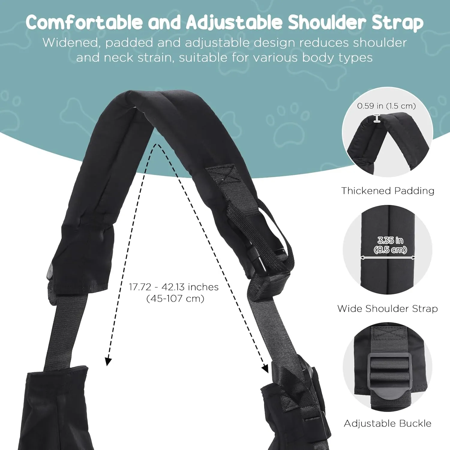 Avont Dog Sling for Small Dog Cats Under 15lbs, Hands-Free Crossbody Pet Carrier with Adjustable Padded Strap Extra Pocket, Safe Soft Pouch Bag for Puppies' Walks Outings -Black