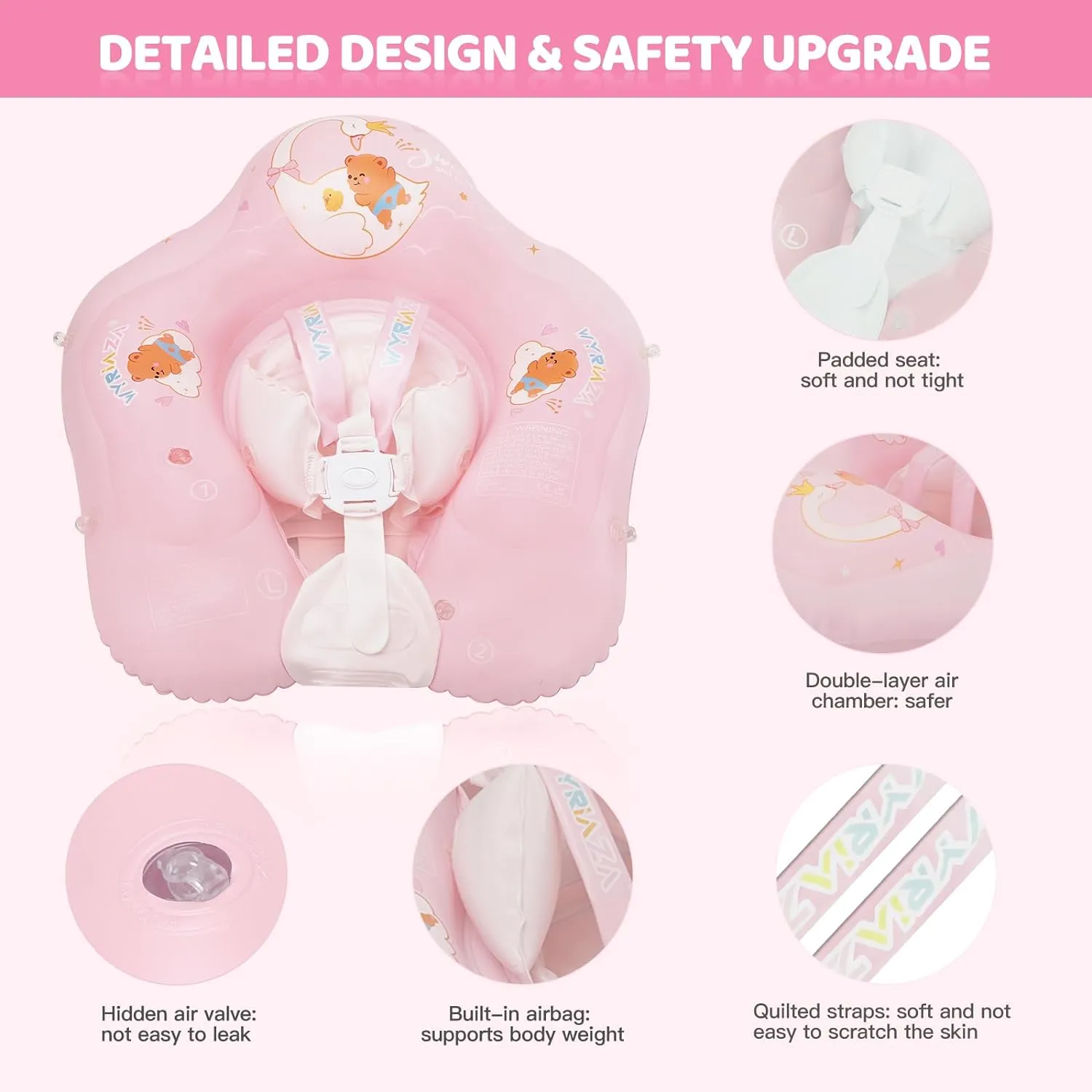 Baby Float with Canopy,Infant Pool Float with Safety Seat,Baby Swimming Float & Swim Float & Water Float UPF50  UV Protection for Toddler from 3 to 36 Months.(S:3-12 Month/L:6-36 Month)