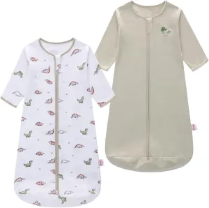 Baby Sleep Sack Long Sleeve Wearable Blanket Cotton 2-Way Zipper 0.5 Tog Sleeping Sack for Infant Toddler 0-18Month