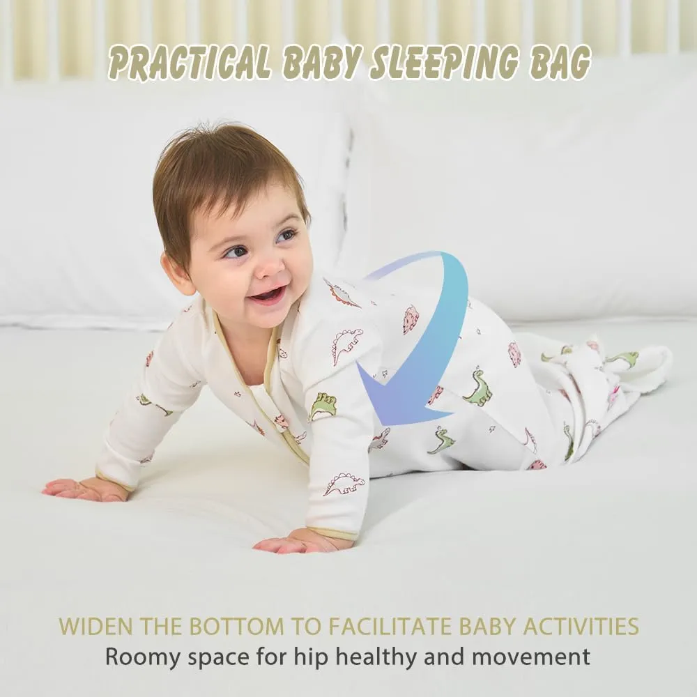 Baby Sleep Sack Long Sleeve Wearable Blanket Cotton 2-Way Zipper 0.5 Tog Sleeping Sack for Infant Toddler 0-18Month
