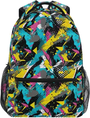Backpack for Boys Girls Abstract Colorful Geometric Pattern Shoulder Bag Elementary Middle High School Bookbag Laptop Bags Casual Daypack Rucksack for Men Women Teens Outdoor Travel M