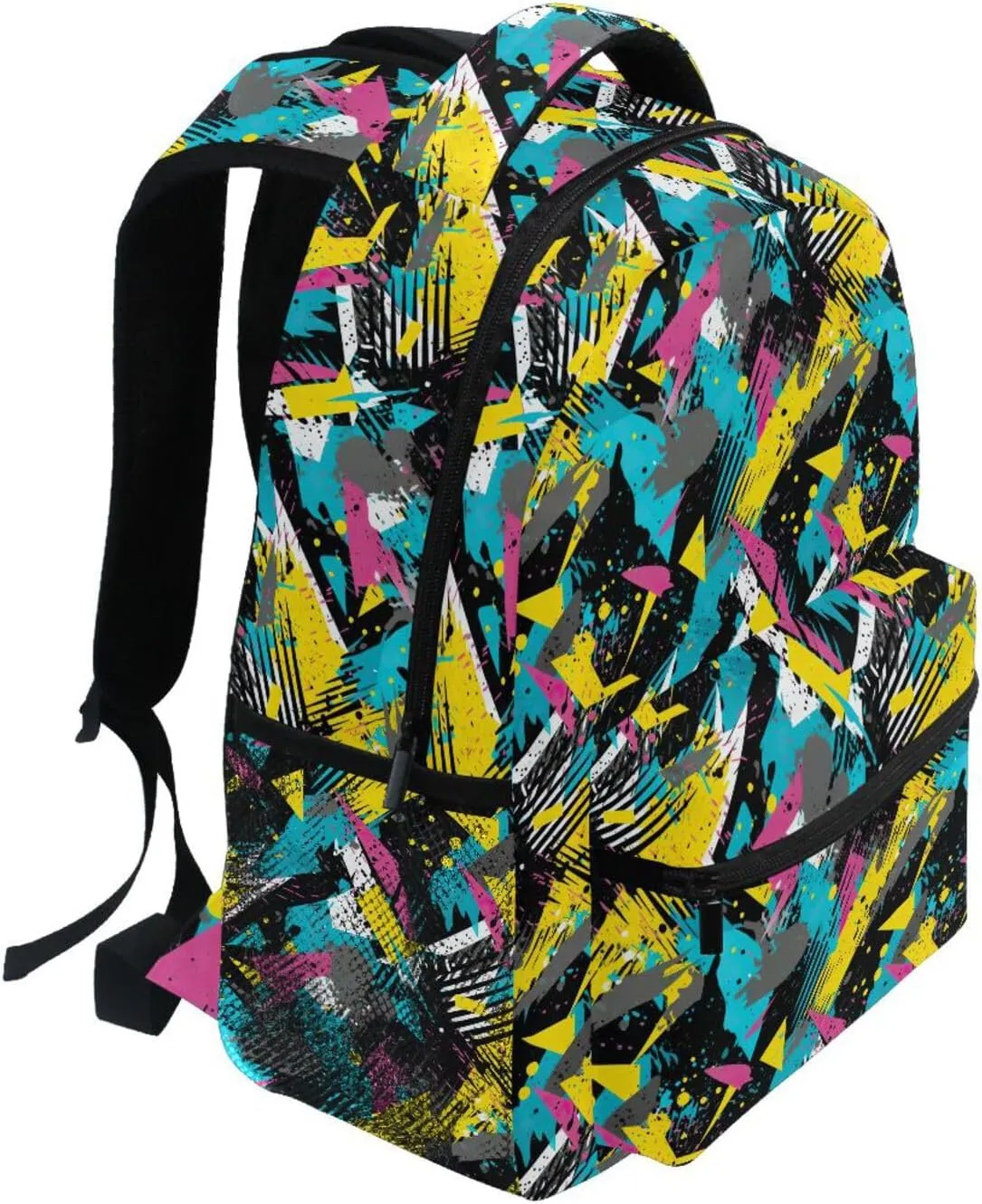 Backpack for Boys Girls Abstract Colorful Geometric Pattern Shoulder Bag Elementary Middle High School Bookbag Laptop Bags Casual Daypack Rucksack for Men Women Teens Outdoor Travel M