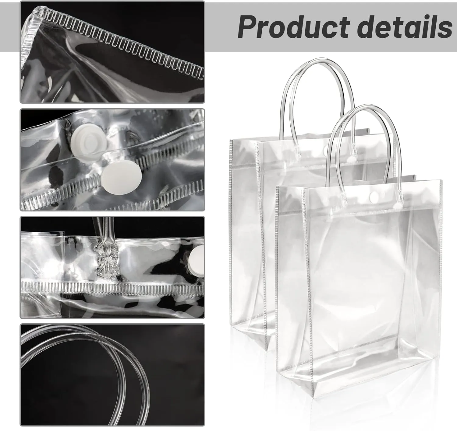 BadenBach 20 PCS Clear Gift Bags with Handles,7.9" x 9.8"x 3.1",Transparent Plastic Gift Wrap Bags Reusable Clear Party Favor Goodie Bag for Wedding Birthday Bridal Baby Shower Mother's Day