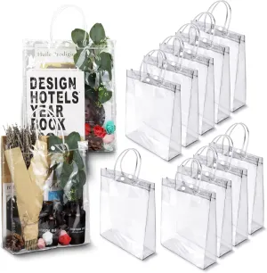 BadenBach 20 PCS Clear Gift Bags with Handles,7.9" x 9.8"x 3.1",Transparent Plastic Gift Wrap Bags Reusable Clear Party Favor Goodie Bag for Wedding Birthday Bridal Baby Shower Mother's Day
