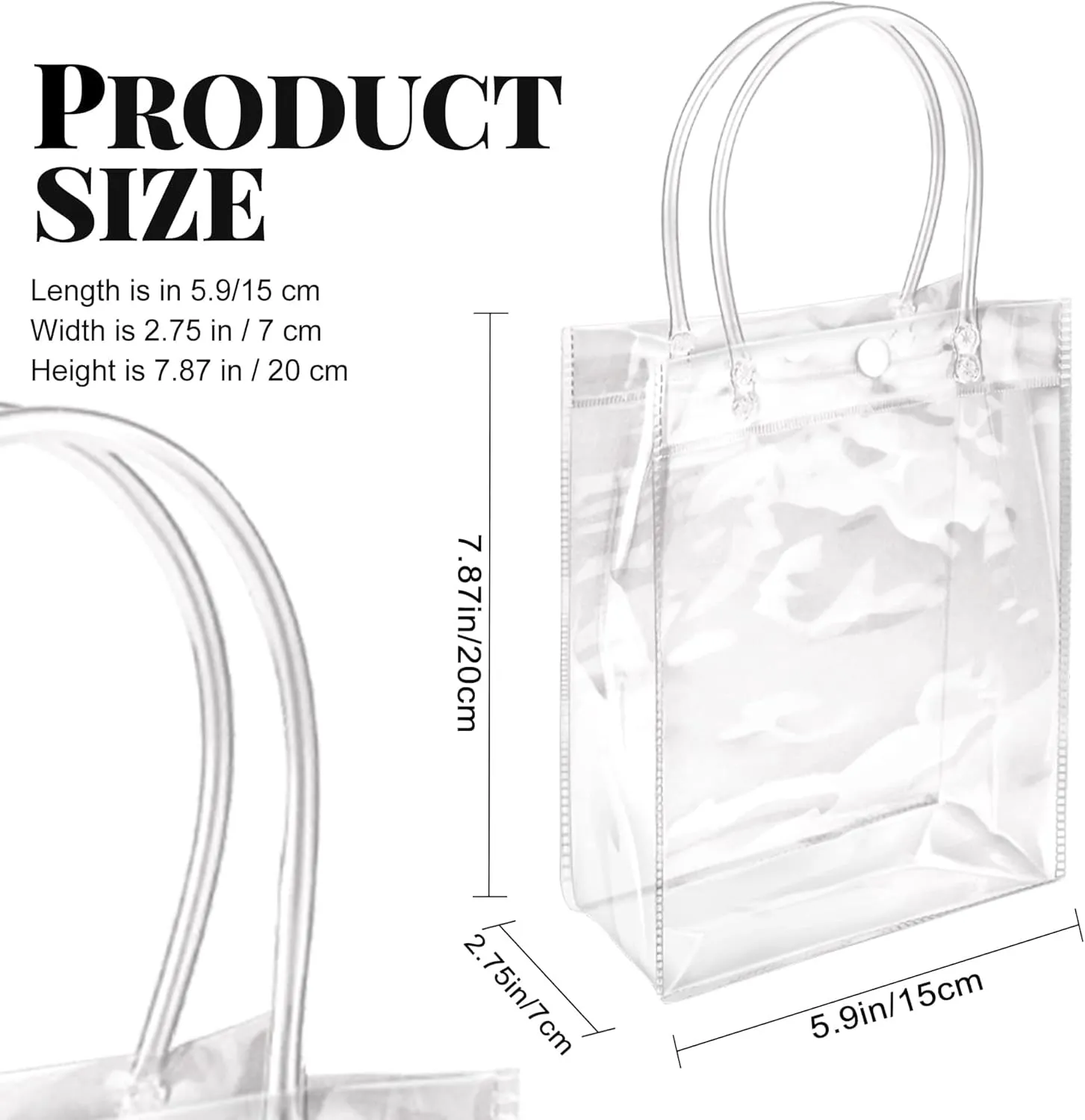 BadenBach 24 PCS Small Clear Gift Bags with Handle,5.9" x 7.9" x 2.8",Transparent Plastic Gift Wrap Bags Bulk Reusable Clear Party Favor Goodie Bag for Boutique Wedding Birthday Party Mother's Day