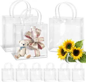 BadenBach 32PCS Clear Gift Bags with Handle,7.87" x 7.87" x 3.15",Small Plastic Gift Bags Reusable Clear Goodie Bag Transparent Gift Wrap Bag for Party Favor Wedding Birthday Baby Shower Mother's Day