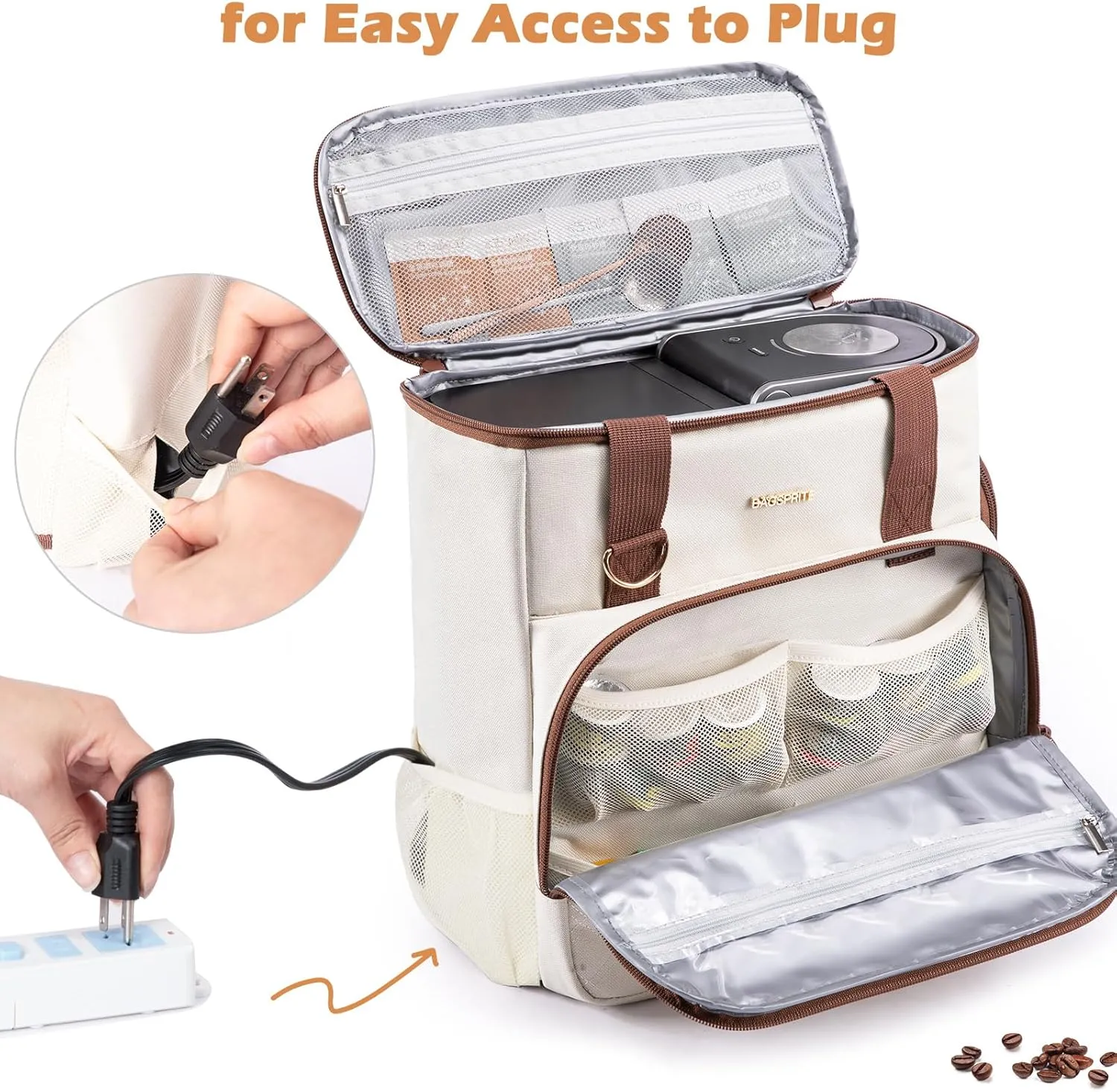 BAGSPRITE Coffee Maker Travel Bag Compatible with Keurig K-Mini or K-Mini Plus, Single Serve Coffee Brewer Carrying Case