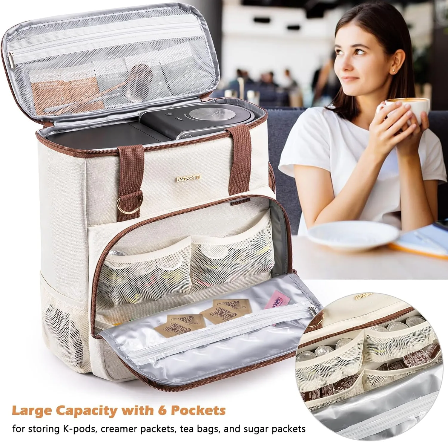 BAGSPRITE Coffee Maker Travel Bag Compatible with Keurig K-Mini or K-Mini Plus, Single Serve Coffee Brewer Carrying Case