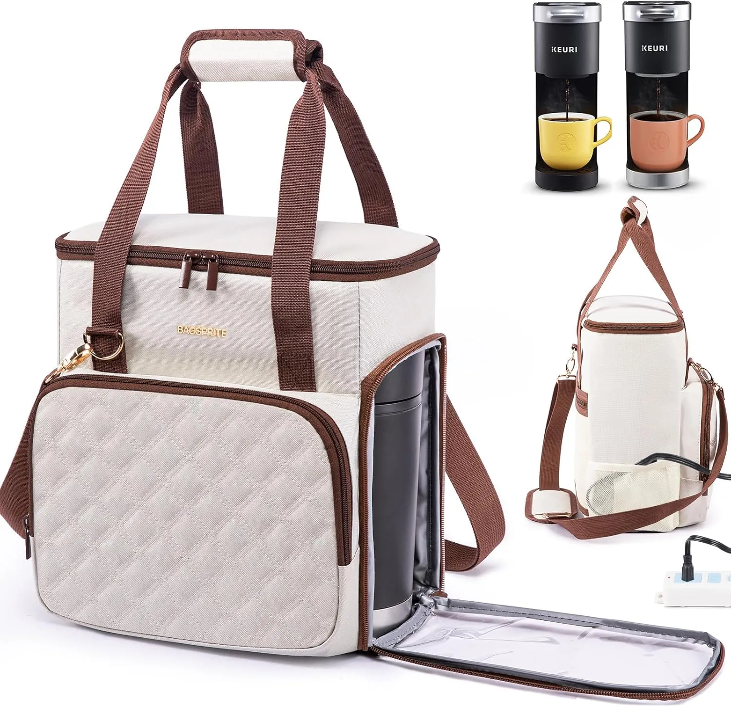 BAGSPRITE Coffee Maker Travel Bag Compatible with Keurig K-Mini or K-Mini Plus, Single Serve Coffee Brewer Carrying Case