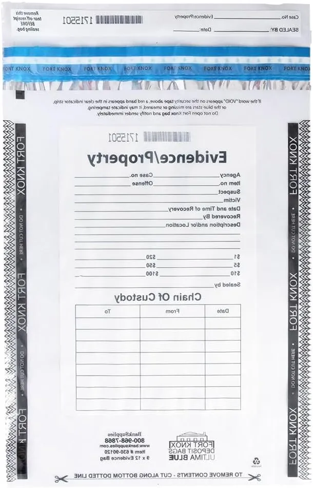 BankSupplies Clear Evidence Bags | Case of 500 | 9W x 12H | Tamper Evident Seal | Write-On Panel for Information | Plastic Safety Security Bag | Serial Numbers & Tear Off