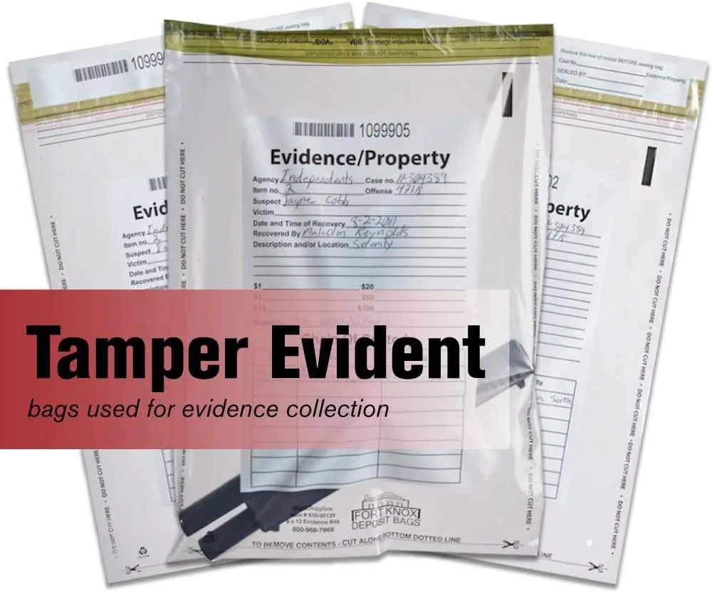 BankSupplies Clear Evidence Bags | Case of 500 | 9W x 12H | Tamper Evident Seal | Write-On Panel for Information | Plastic Safety Security Bag | Serial Numbers & Tear Off