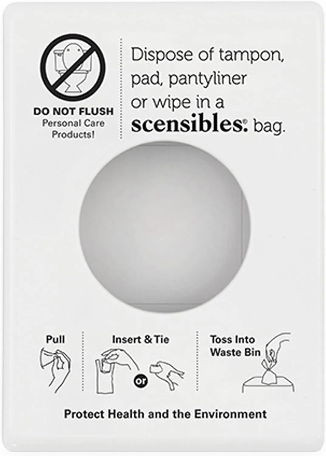 Bathroom Dispenser for Menstrual Care Disposal - Bag Dispenser and Refill Boxes - for Tampons, Pads, other Disposable Hygiene Products (White)