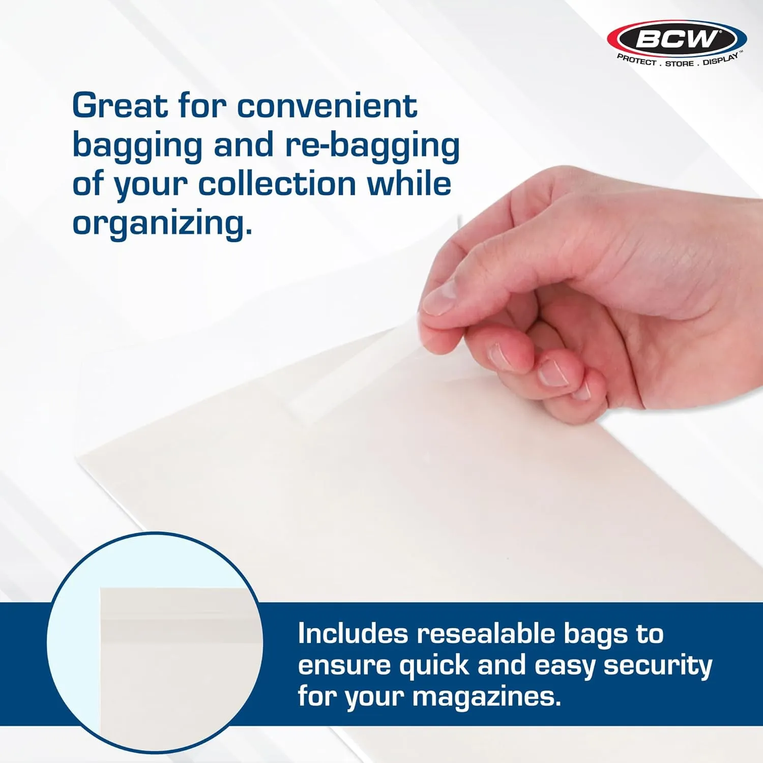 BCW Magazine Premade Resealable Bags and Boards | Standard Size 8 ¾" x 11⅛" | Pre-Loaded Boards in Magazine Sleeve Protectors | Ideal for Packaging and Protecting Magazines (25, Resealable)