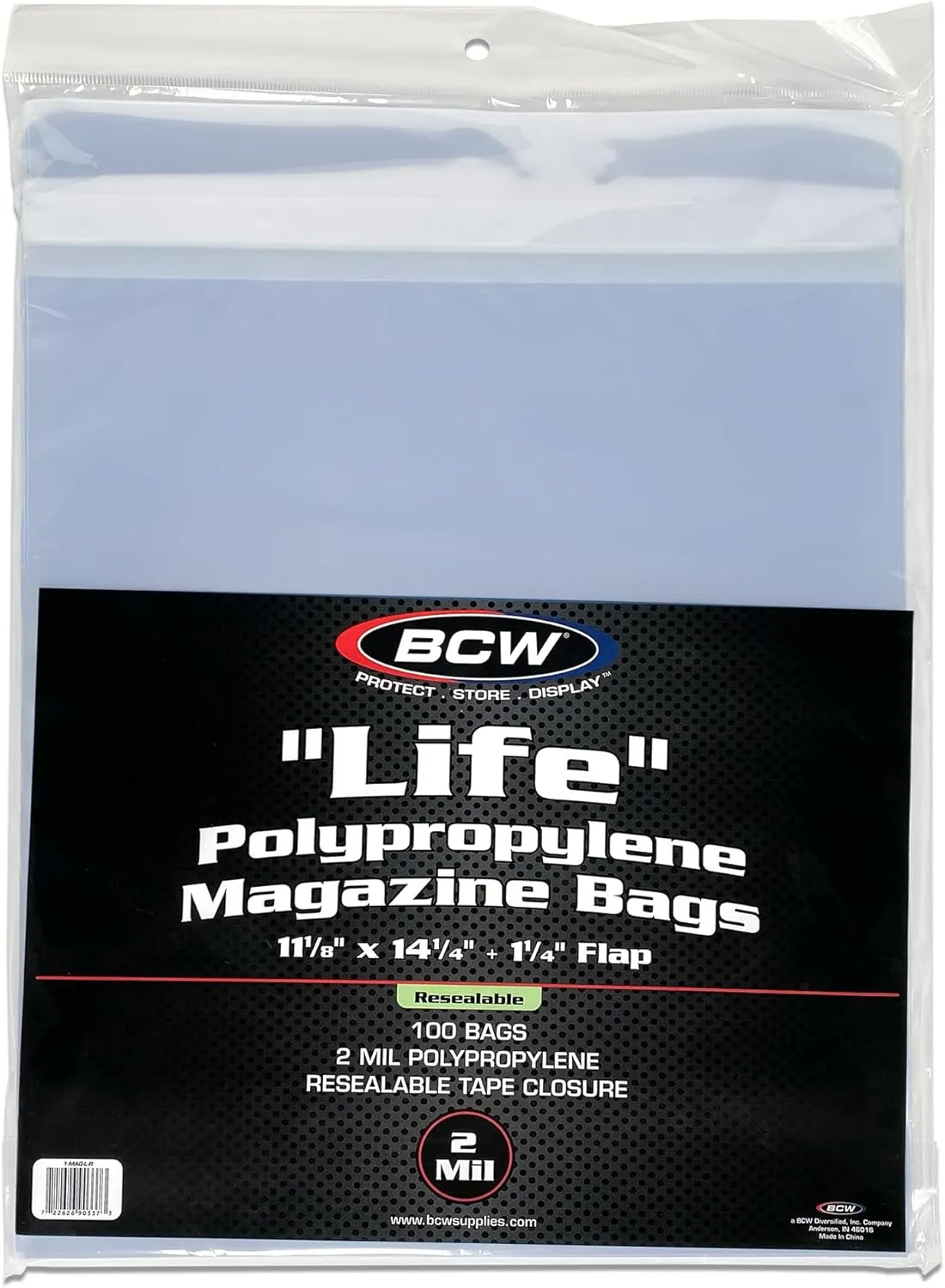 BCW Resealable Life Magazine Bags - 100ct | Crystal Clear Polypropylene | Archival Quality |Store Collectible Life Magazines | Exterior 11 1/8 x 14 1/4