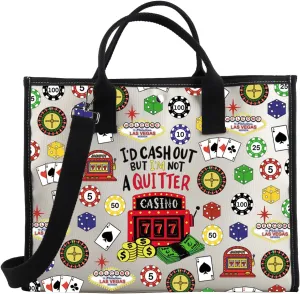 BDPWSS Casino Tote Bag Casino Themed Gifts Casino Lover Gift I'd Cash Out But I'm Not a Quitter Slot Gambling Lucky Gift